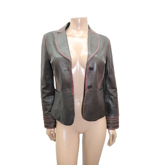 Tristan & Iseut Vintage-Inspired Brown Leather Blazer Soft Leather Jacket Size M - Picture 4 of 5